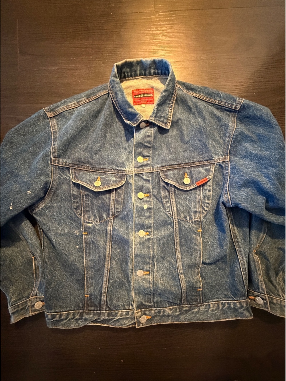 Vtg 80s Benetton Type de Nimes Denim Trucker Jacket 48